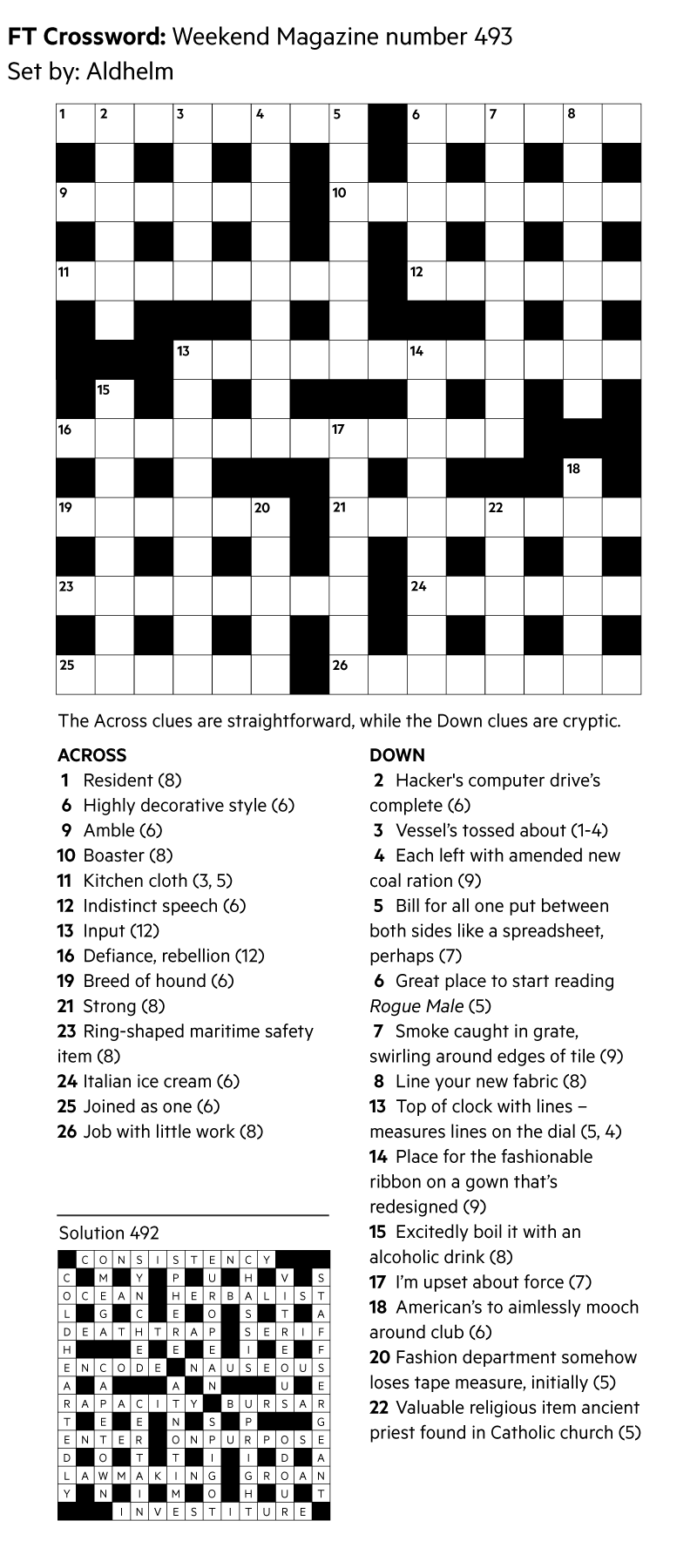 Краткое название перманентного макияжа кроссворд FT Weekend Magazine Crossword Number 493