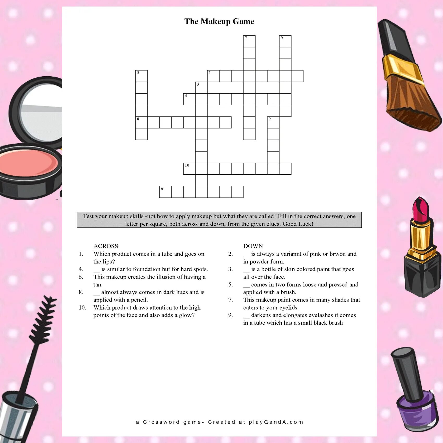 Краткое название перманентного макияжа кроссворд Window Makeup Crossword