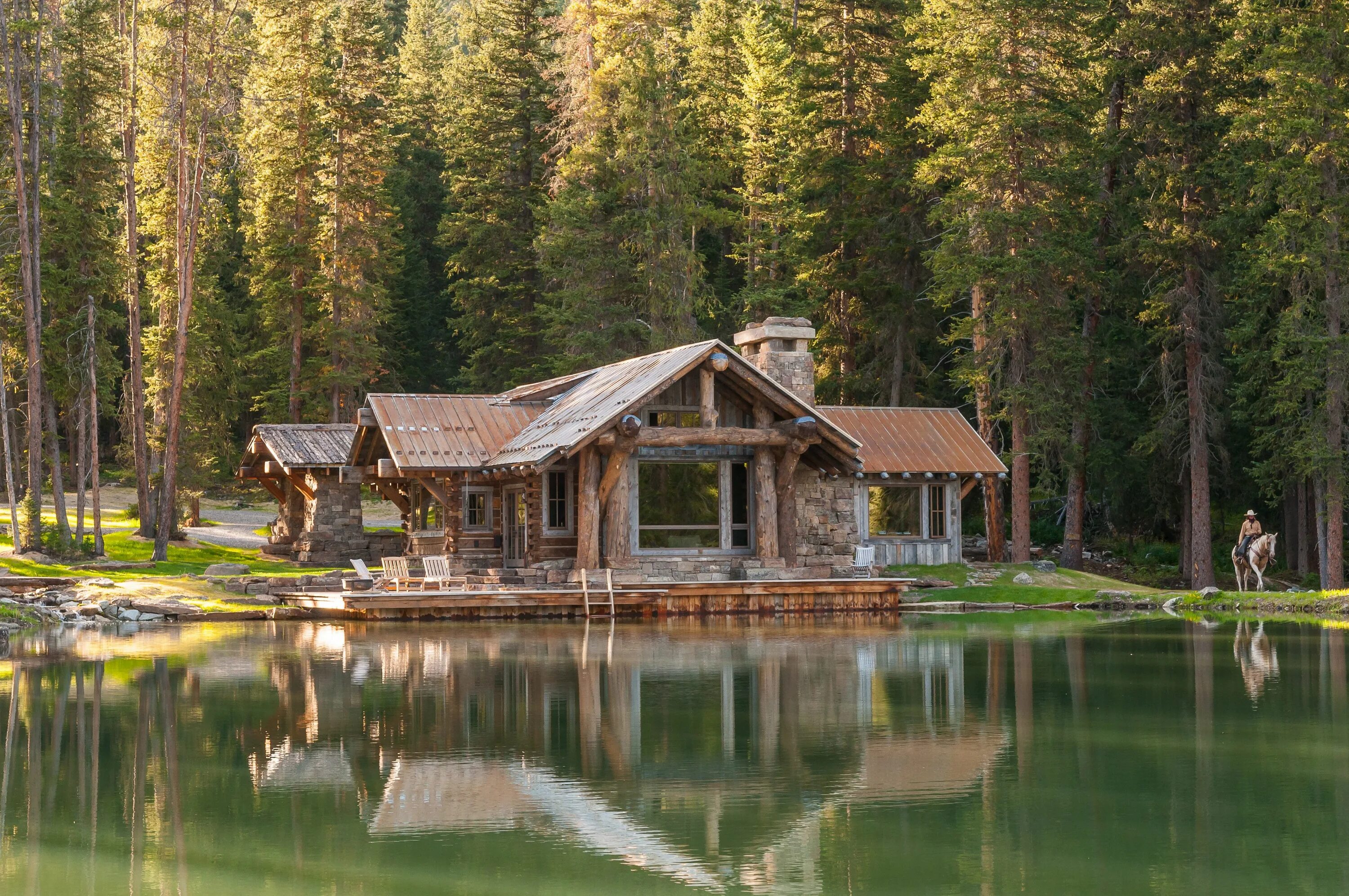 Край дома фото A Rustic Montana Cabin on a Private Pond is for Sale for $12 million Log homes, 
