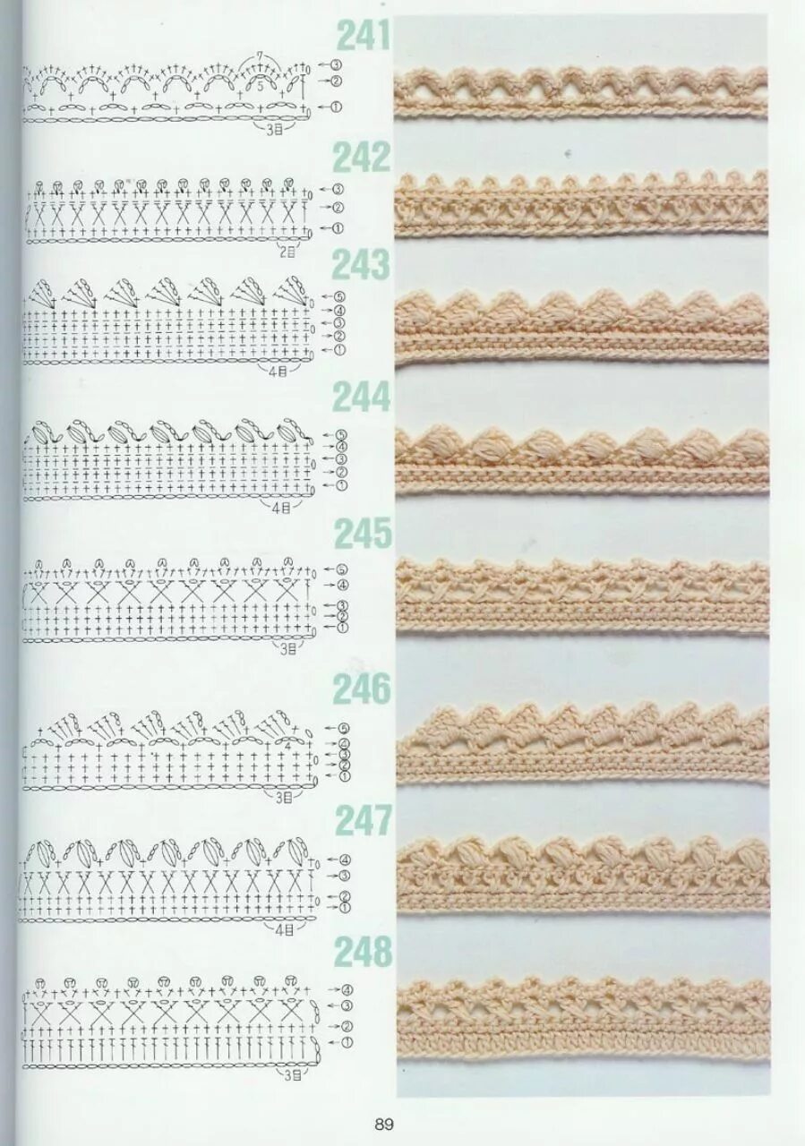 Край крючком схема Альбом "262 Crochet Patterns"/япония Год: 1997-узоры крючком/. Обсуждение на Liv