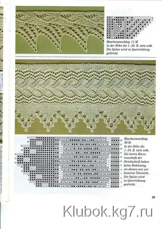 Край спицами схемы Много ажурных узоров спицами Häkeln muster, Kunststricken, Strickmuster
