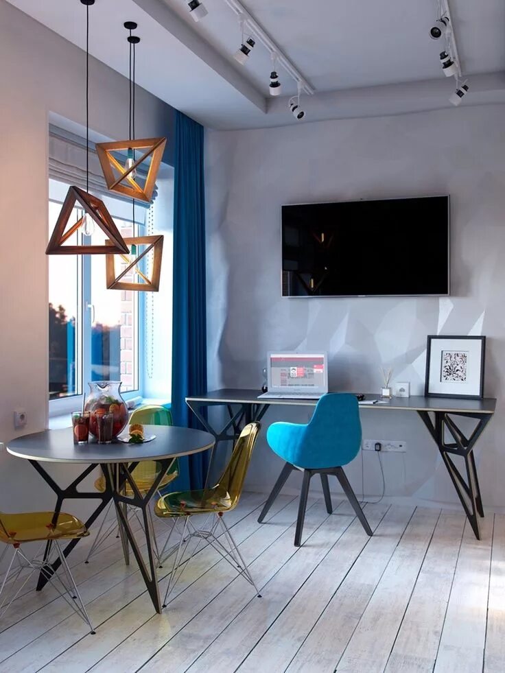 Креативная дизайн студия Let’s start with an extra compact interior. This apartment occupies only 30 squa