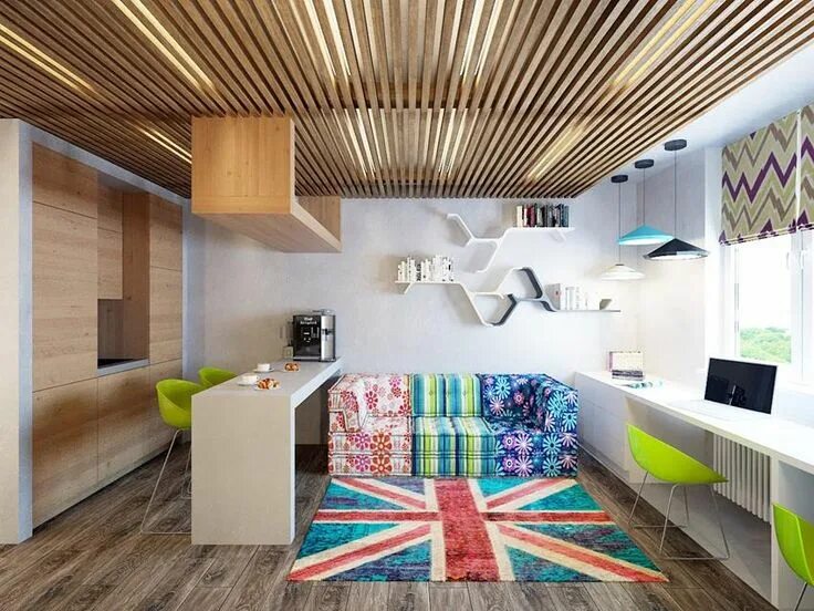 Креативная дизайн студия Micro Loft Apartment by Mooseberry Design Group Colorful living room design, Apa