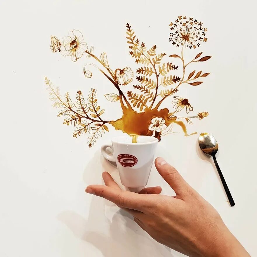 Креативная картинка хорошего дня Coffee And Tea Turned Into Beautiful Art By Giulia Bernardelli Tee kunst, Kaffee