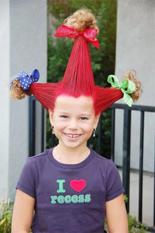 Креативная прическа для девочки Halloween Hairstyle Wacky hair, Wacky hair days, Crazy hair