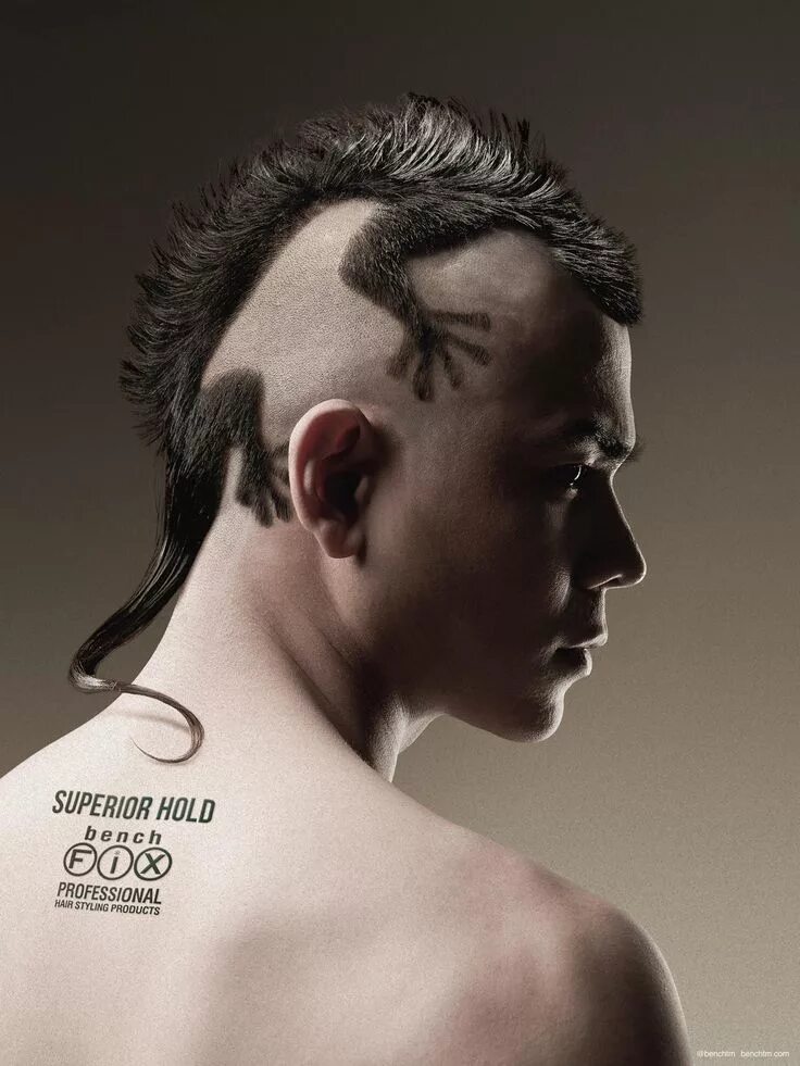 Креативная стрижка мужская Bench Fix Print Advert By TBWA: Gecko Ads of the World ™ Hair humor, Crazy hair,
