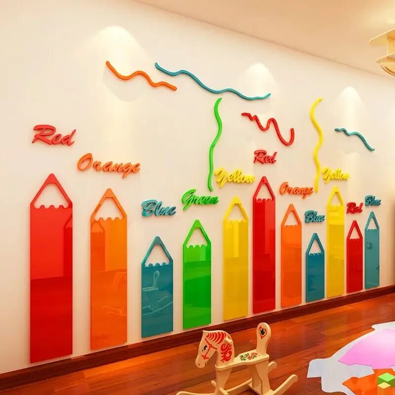 Креативное оформление детского сада Cartoon 3d Acrylic Wall Sticker Wall Sticker Kids Room 3d 3d Stickers Kindergart