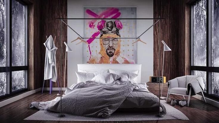 Креативные дизайнеры интерьера Portrait noir et blanc à double exposition, art mural abstrait et papier peint E