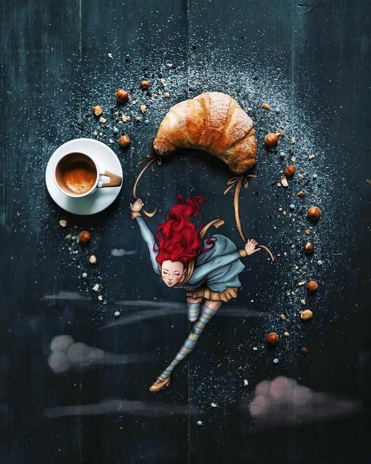 Креативные позитивные картинки Oksana Ivanik Art on Twitter Coffee art, Food art photography, Coffee love