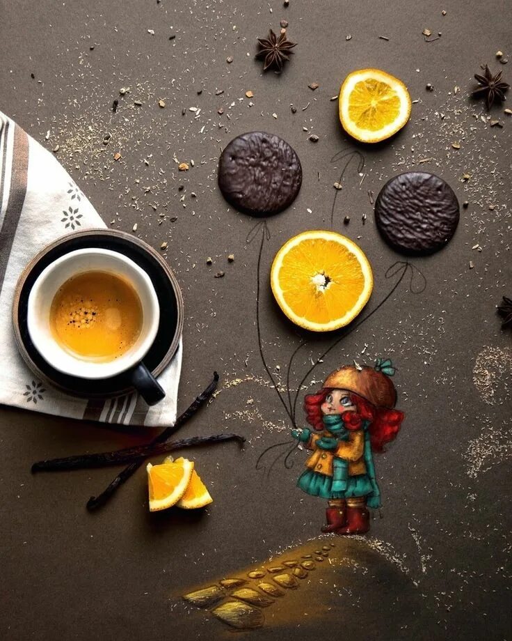 Креативные позитивные картинки Staging Drawings in the Real World Good morning coffee, Coffee photography, Coff