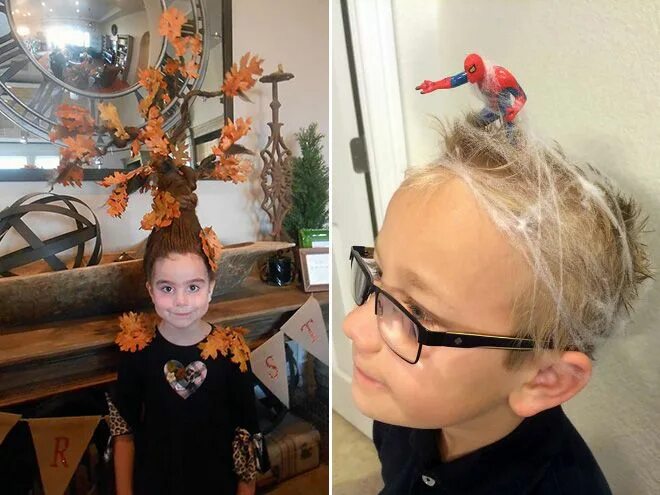 Креативные прически в школу The Best Hairdos From "Crazy Hair Day" at Schools Crazy hair, Crazy hair day gir