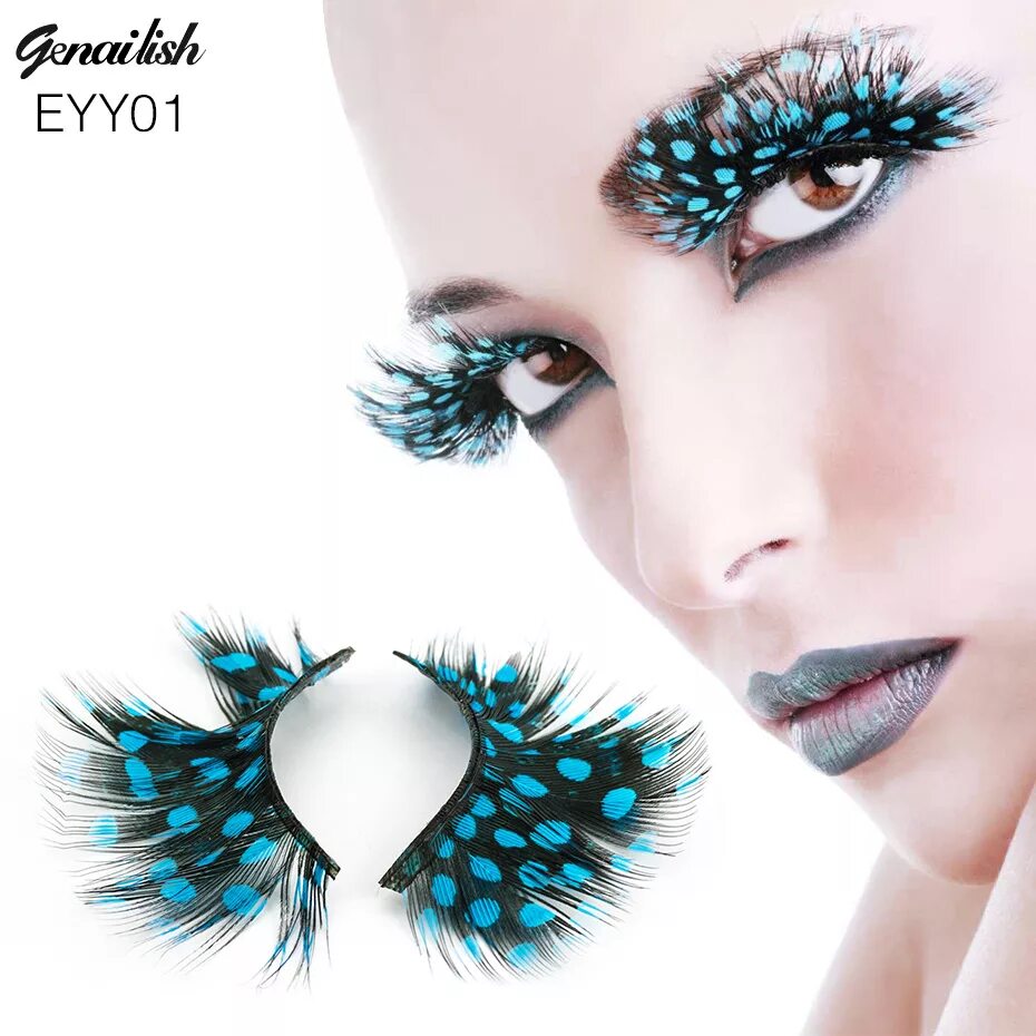 Креативные ресницы фото Make Up Colorful Feather False Eyelashes Party Dance Makeup False Eyelash Extens