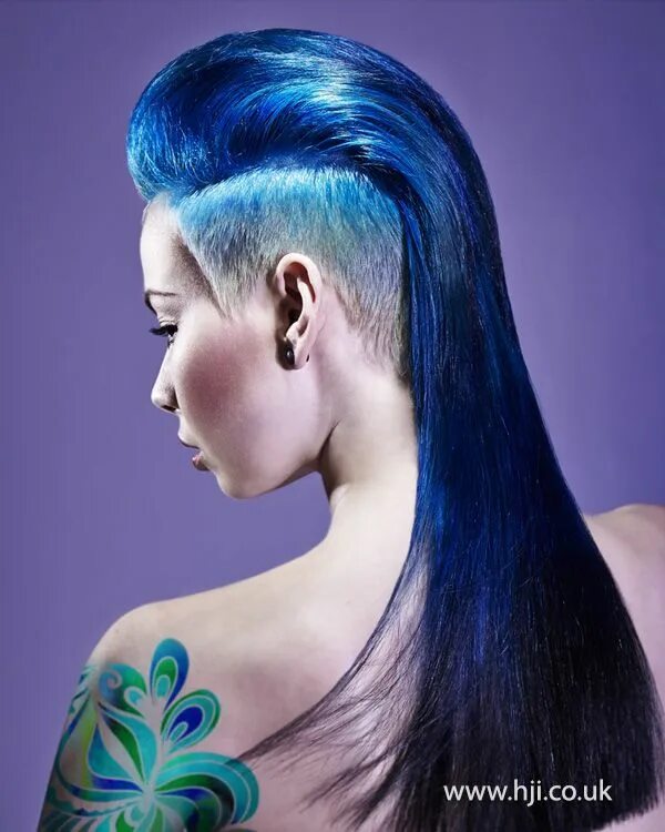 Креативные стрижки на длинные волосы 2014 long blue quiff front with shaved sides - Hairstyle Gallery Haarfarben, Iro