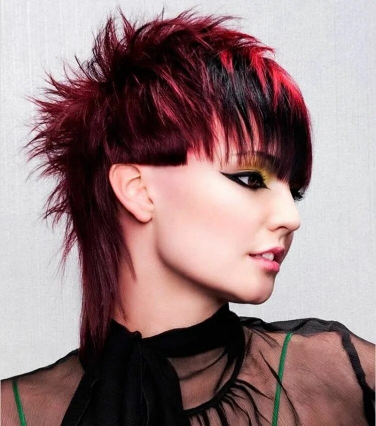 Креативные стрижки с челкой фото Womens haircut-mullet: 9 unmatched ideas Короткие волосы в стиле панк, Идеи прич