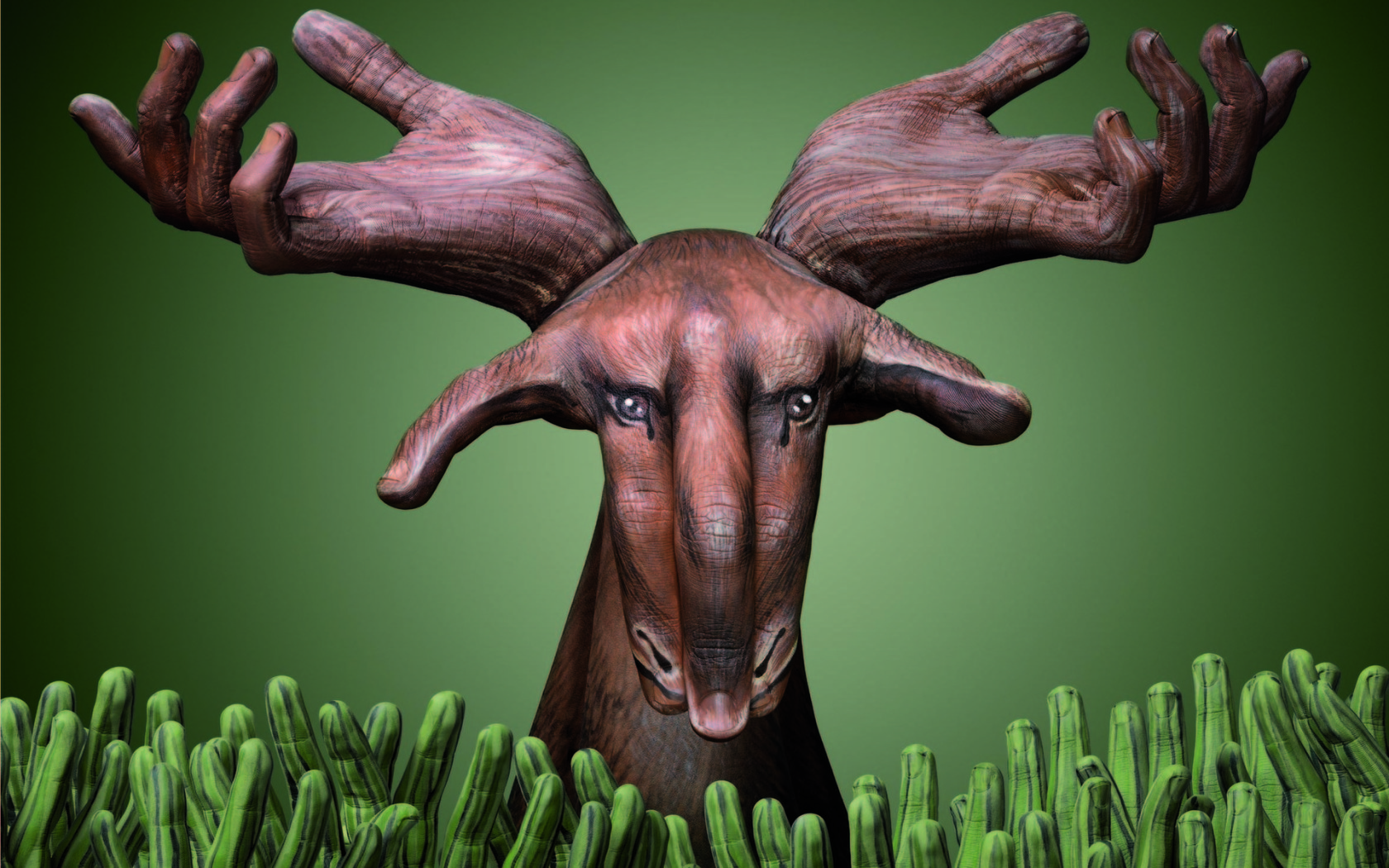 Креативные животные фото Moose out of the hands Desktop wallpapers 1680x1050