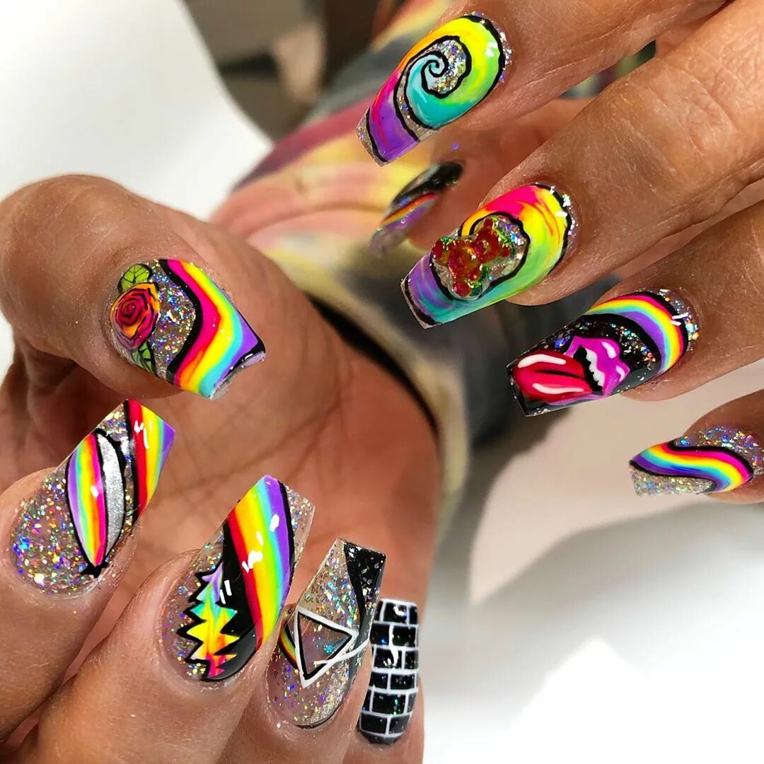 Креативный дизайн ногтей фото Trippy Nails Makeup , trippy press on nails