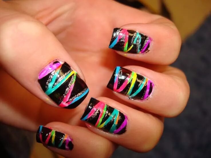 Креативный дизайн ногтей фото 80's style! Creative nail designs, Beach nail art designs, Cute nail designs
