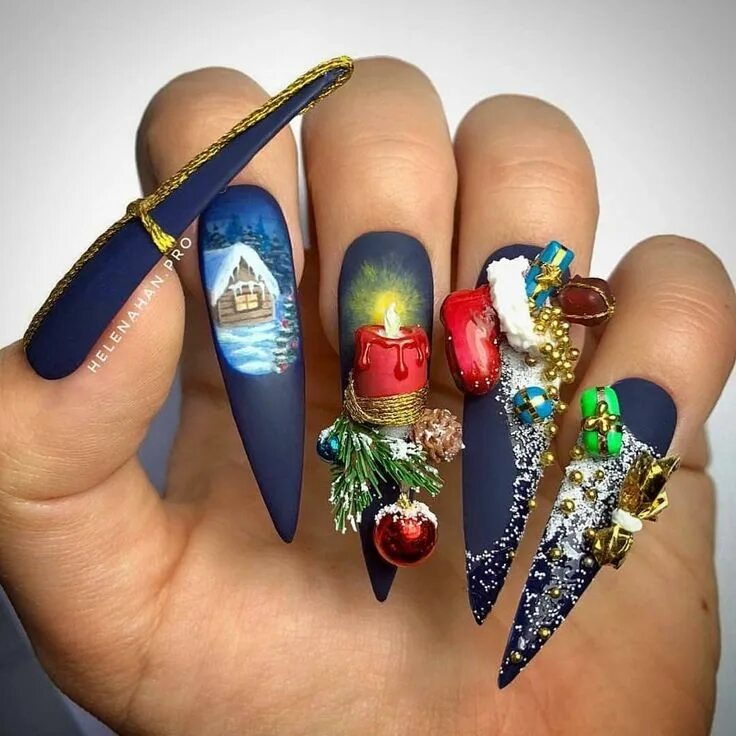 Креативный дизайн ногтей фото Love from the first sight @helenahan.pro Acrylic nail shapes, Christmas nails, C