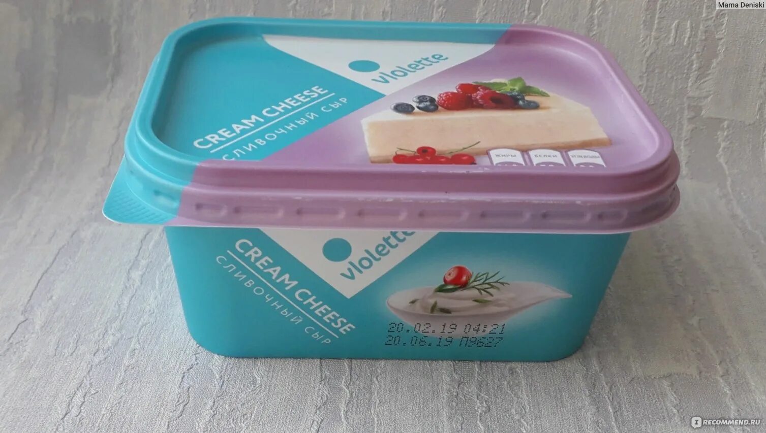 Крем чиз фото упаковки Мягкий сыр КАРАТ Сливочный cream cheese Violette - "Торты-цифры с кремом Чиз, вк