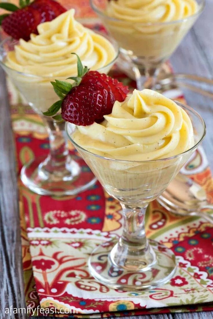 Крем десерт рецепт с фото Vanilla Cream Cheese Custard - A Family Feast ® Custard desserts, Custard recipe