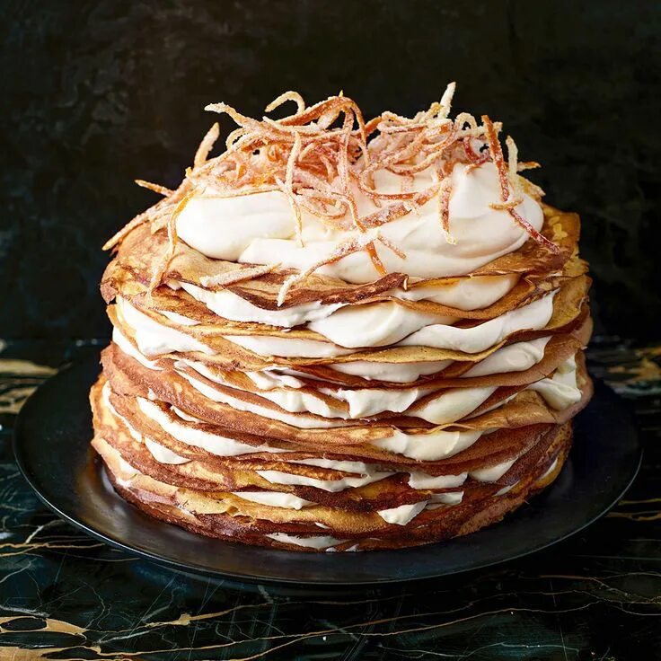 Крем для блинных тортов с фото Sky-High Pumpkin Crepe Cake with Orange Cream Recipe Pumpkin recipes, Crepe cake