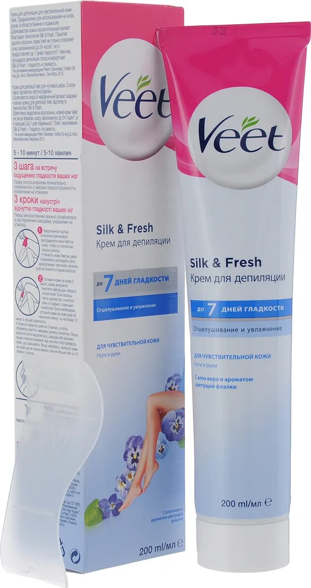 Крем для депиляции фото Veet Крем для депиляции для чувствительной кожи с Алоэ вера и ароматом цветущей 