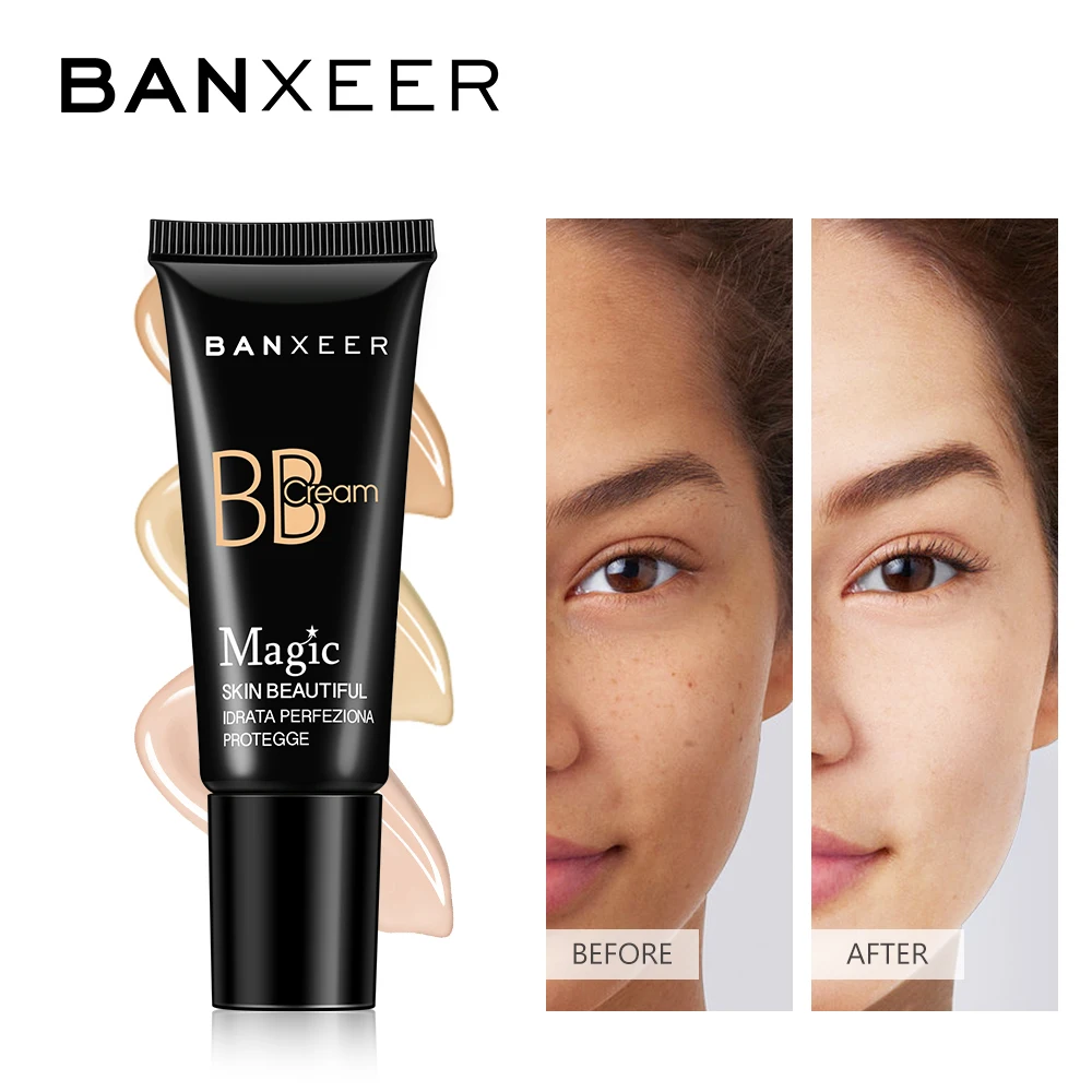 Крем для макияжа лица BANXEER легкий BB крем 3 цвета стойкий увлажняющий консилер телесный эффект осно
