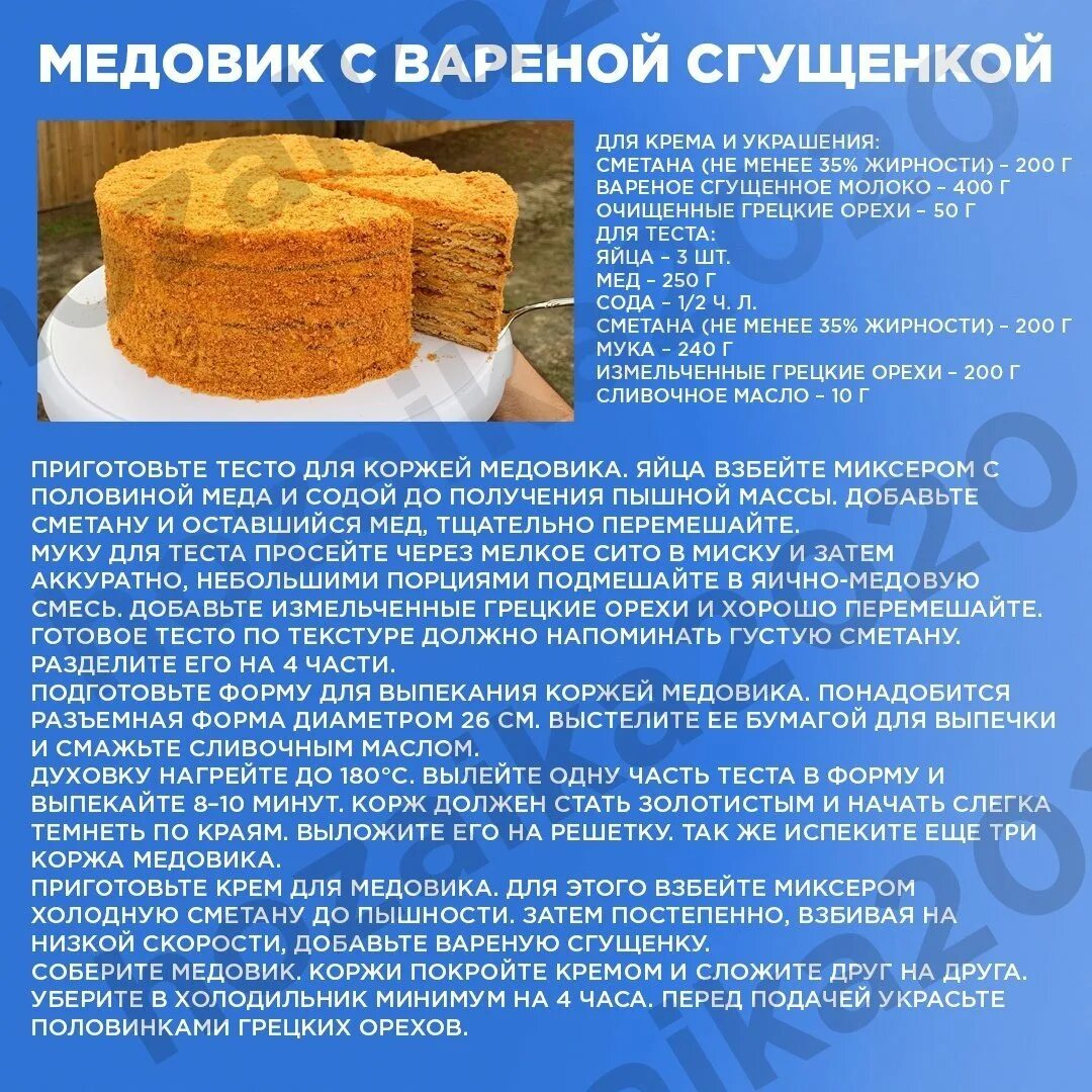 Крем для медовика пошагово с фото Медовик со сгущенкой и маслом фото - Тоши Суши