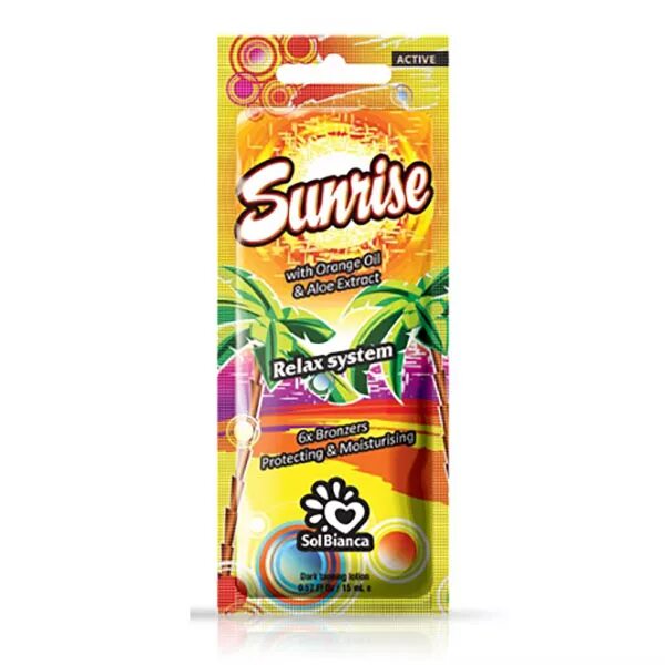 Крем для солярия фото Крем для загара в солярии Sunrise с 6-компонентным бронзатором, саше 15 мл, купи