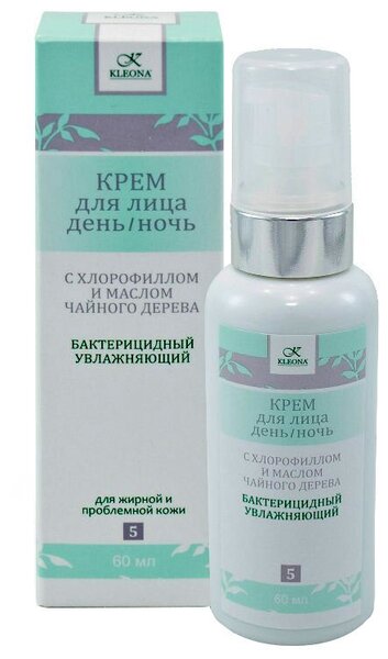 Крем для жирной кожи фото Kleona Крем день/ночь с хлорофиллом для жирной и проблемной кожи лица - купить п