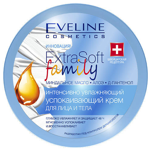 Крем эвелин фото Крем для тела Eveline Cosmetics Extra Soft Family интенсивно увлажняющий успокаи