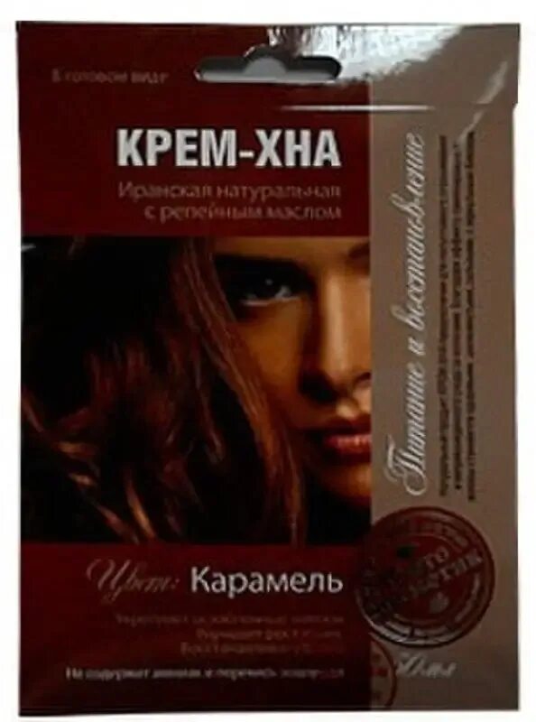 Крем хна карамель фото Крем-Хна в готовом виде "Карамель" с репейным маслом, саше ФИТОКОСМЕТИК 50 мл Al