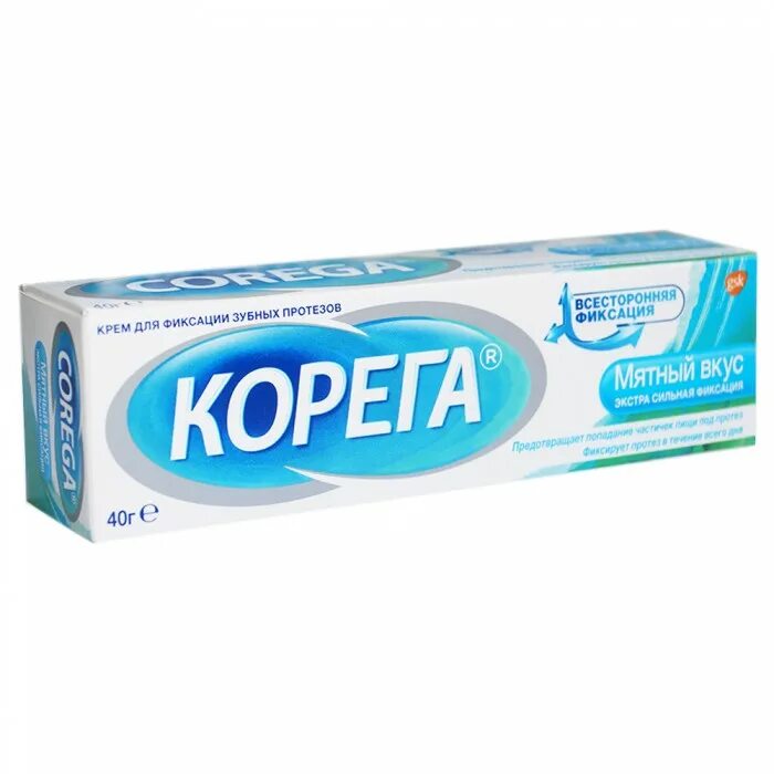 Крем корега фото Каталог Крем для фиксации зубных протезов Корега Экстра Сильный Освежающий вкус,