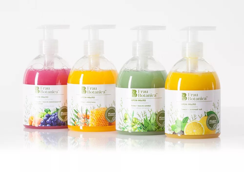 Крем мыло фото Packaging design of the Frau Botanica cosmetics.