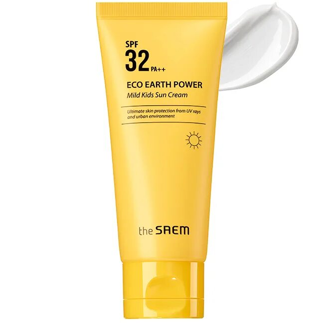Крем от солнца фото The Saem Eco Earth Power Mild Kids Sun Cream Детский солнцезащитный крем SPF32/P