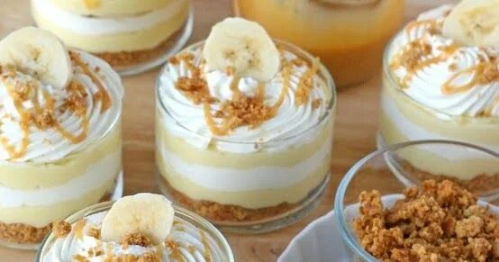 Крем с бананом рецепты с фото Banana Caramel Cream Dessert Ingredients Vanilla Pastry Cream (recipe below) Ban