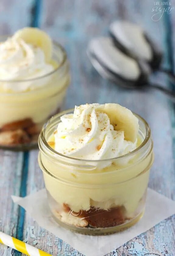 Крем с бананом рецепты с фото Mini Banana Cream Puddings in a Jar