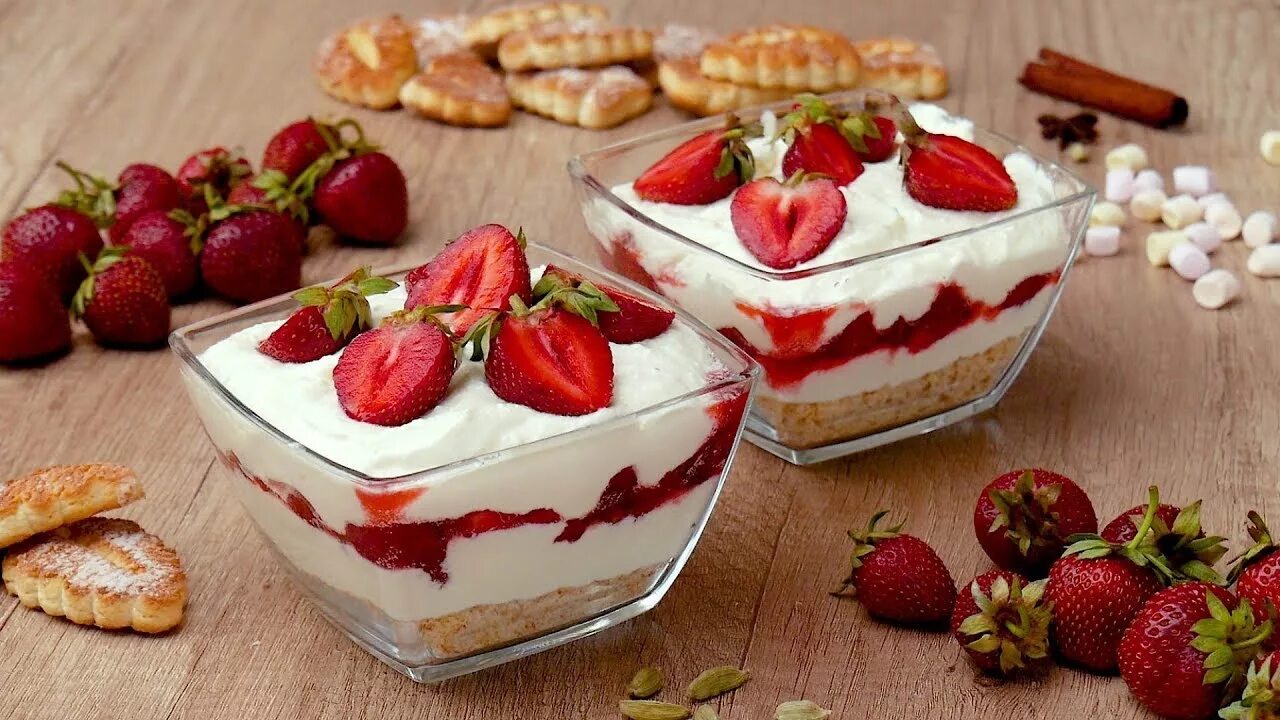 Крем с клубникой рецепт с фото Десерт с клубникой и творогом - Рецепты от Со Вкусом - YouTube