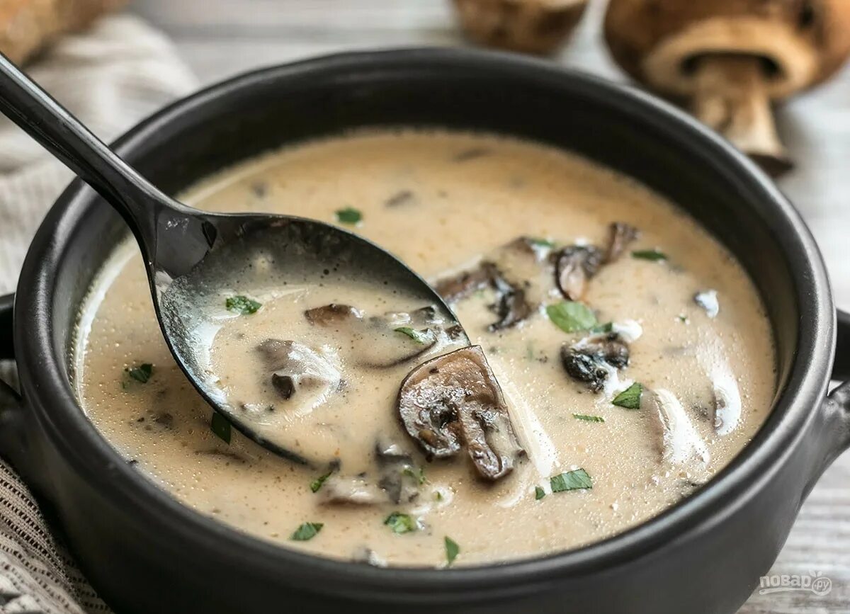 Крем суп из шампиньонов фото Суп с шампиньонами и сливками - пошаговый рецепт с фото на Повар.ру
