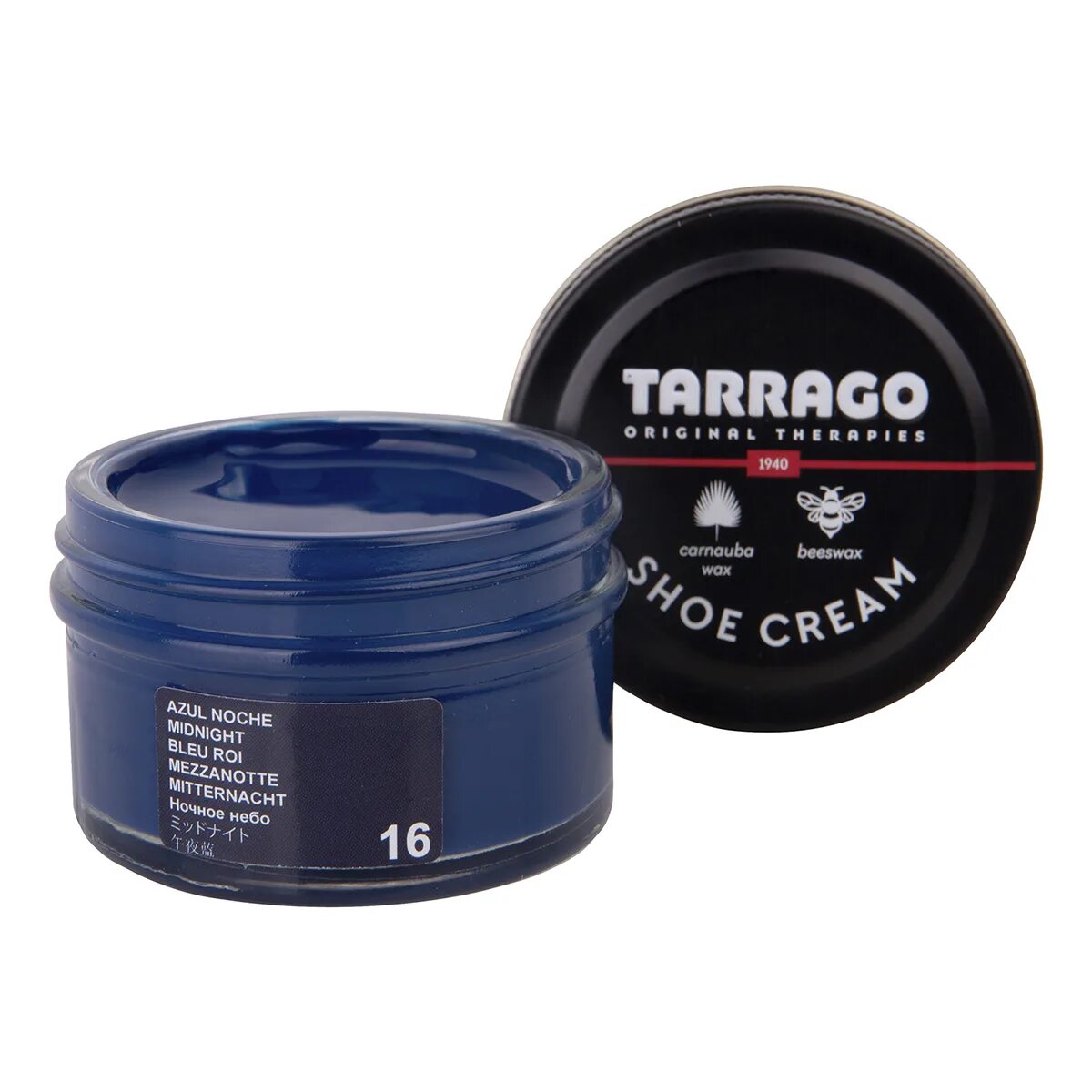 Крема для обуви фото Крем банка для гладкой кожи, синий, SHOE Cream, СТЕКЛО, 50мл. (midnight) TARRAGO