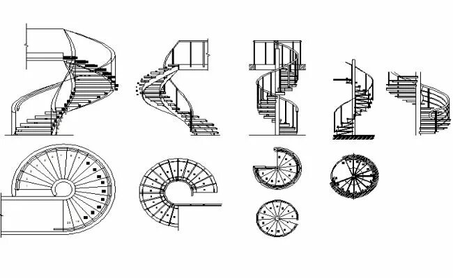 Круговая лестница чертеж Spiral stair plan and elevation detail dwg file Stair plan, Spiral stairs, How t