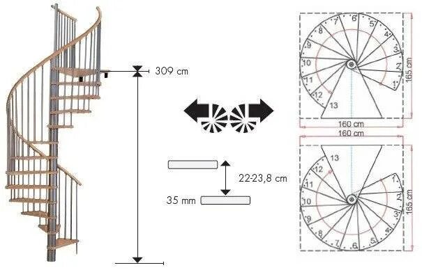 Круговая лестница чертеж Винтовая лестница Spiral Decor silver d160 купить в интернет-магазине Бигарден в