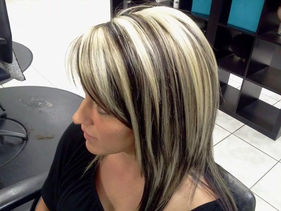 Крупное мелирование фото на средние Kenra Color work done by stylist Carrie Miller. She used Kenra 5B Demi low-light