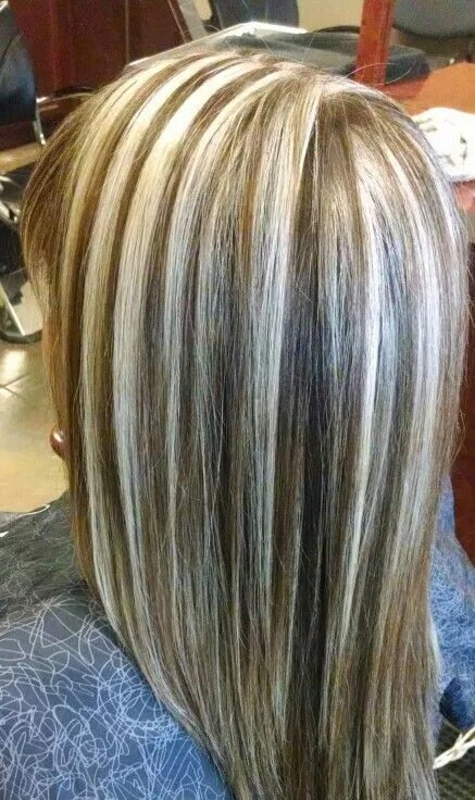 Крупное мелирование на средние волосы фото Image result for pics of platinum highlights Brown hair with highlights, Champag