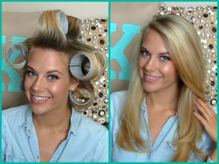 Крупные бигуди фото до и после Voluminous Hair Using Velcro Rollers Voluminous hair, Velcro rollers, Hair rolle