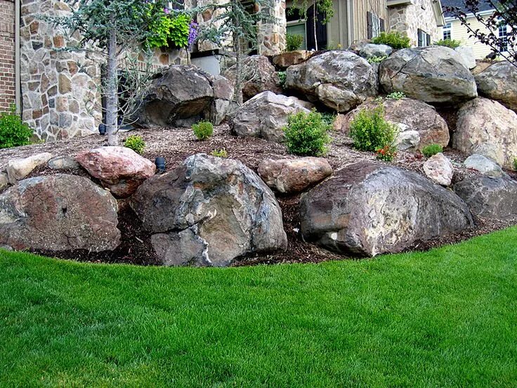 Крупный камень для ландшафтного дизайна images boulder retaining walls Landscaping with boulders, Rock wall landscape, L