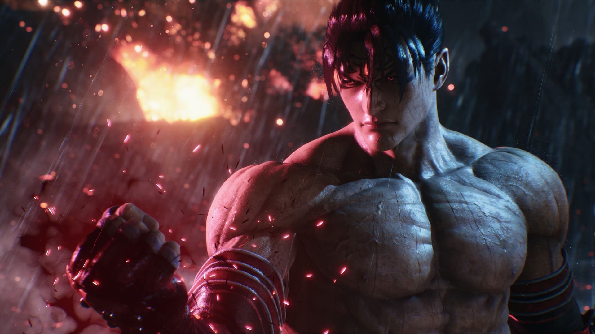 Крупный план фото теккена фуэго двигателя Devil Jin Tekken 8 Rage Art