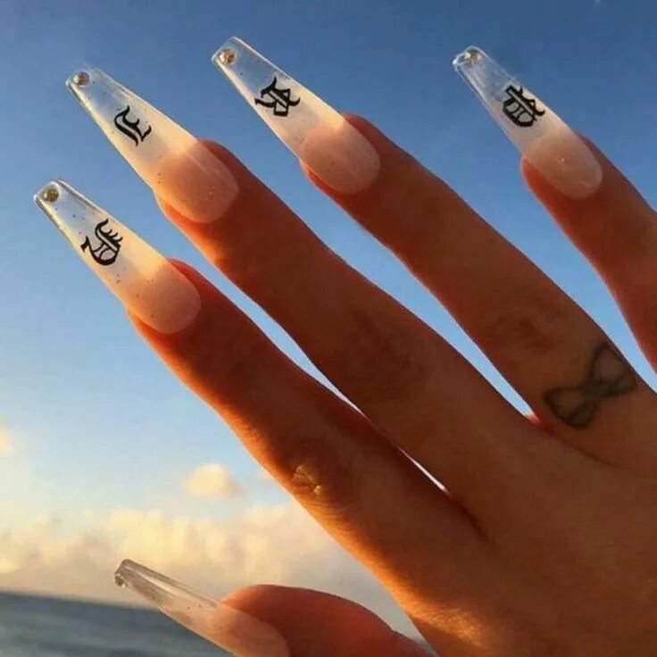 Крутой красивый маникюр Old English Nail Clear Water Slide Decals Nail AD Decal Nail Wraps Nail Stickers