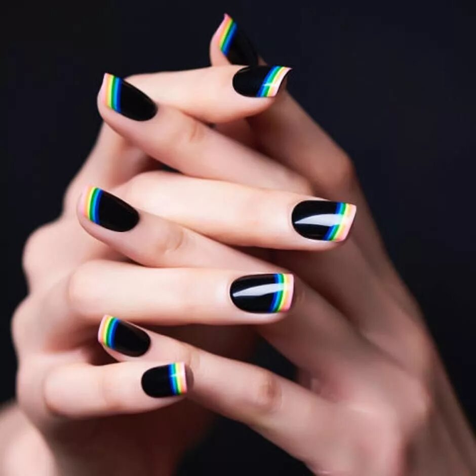 Крутой маникюр на квадратные ногти mẫu sơn móng tay đẹp kiểu Pháp 3 French manicure nails, New nail art design, Bla