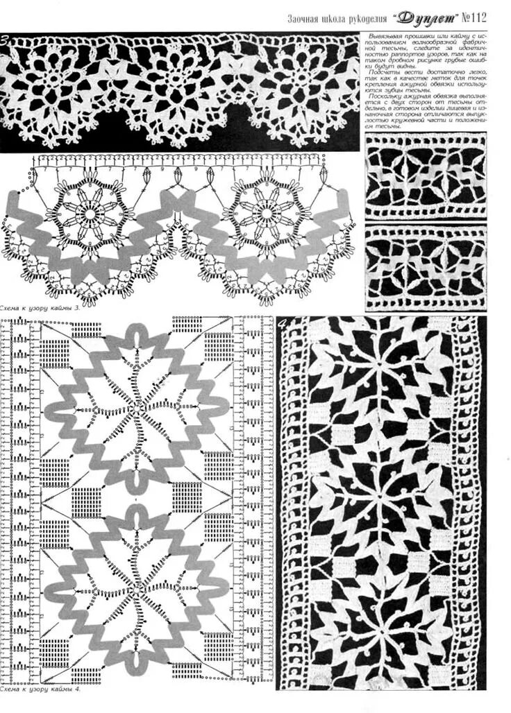 Кружева крючком со схемами 0_a55be_7feeaead_orig 1 030 × 1 440 пикс Crochet edging patterns, Russian croche